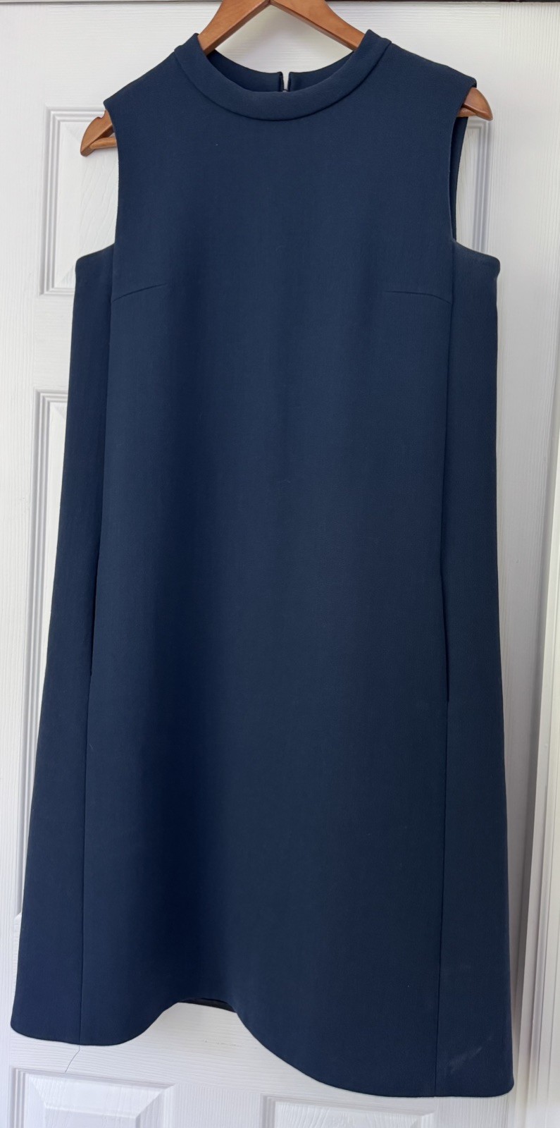 Sofie D’Hoore Brussels 100% Wool Navy Sleeveless Shift Dress Minimalist EU Made