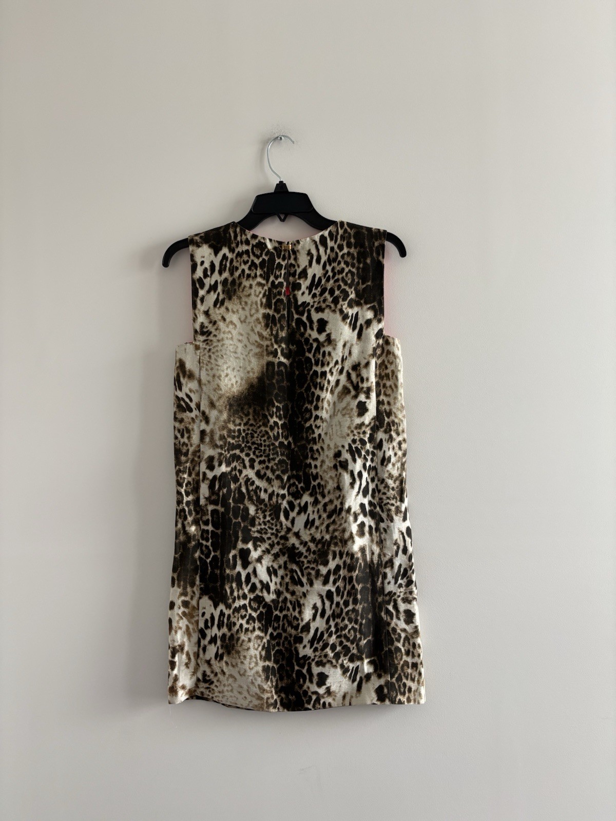 MAJE Leopard Print Mini Dress Linen Blend Shift Sleeveless Medium Retro Mob Wife