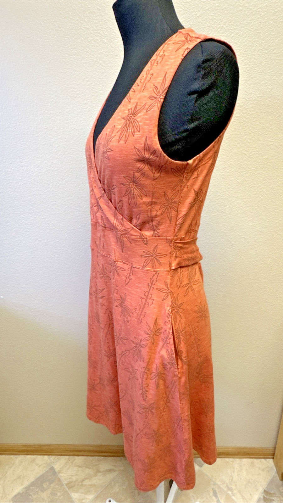 TOAD & CO Small Floral Faux Wrap Sleeveless Active Comfort Stretch Dress EUC