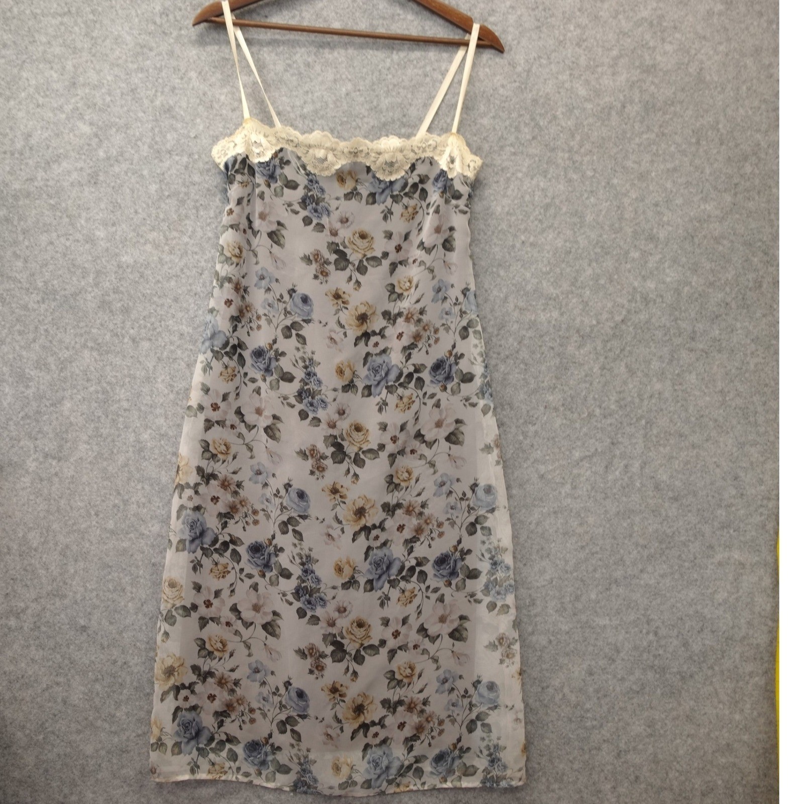 Vintage 90s Fairy Grunge Slip Dress Womens XS Cream Floral Coquette Cottagecore
