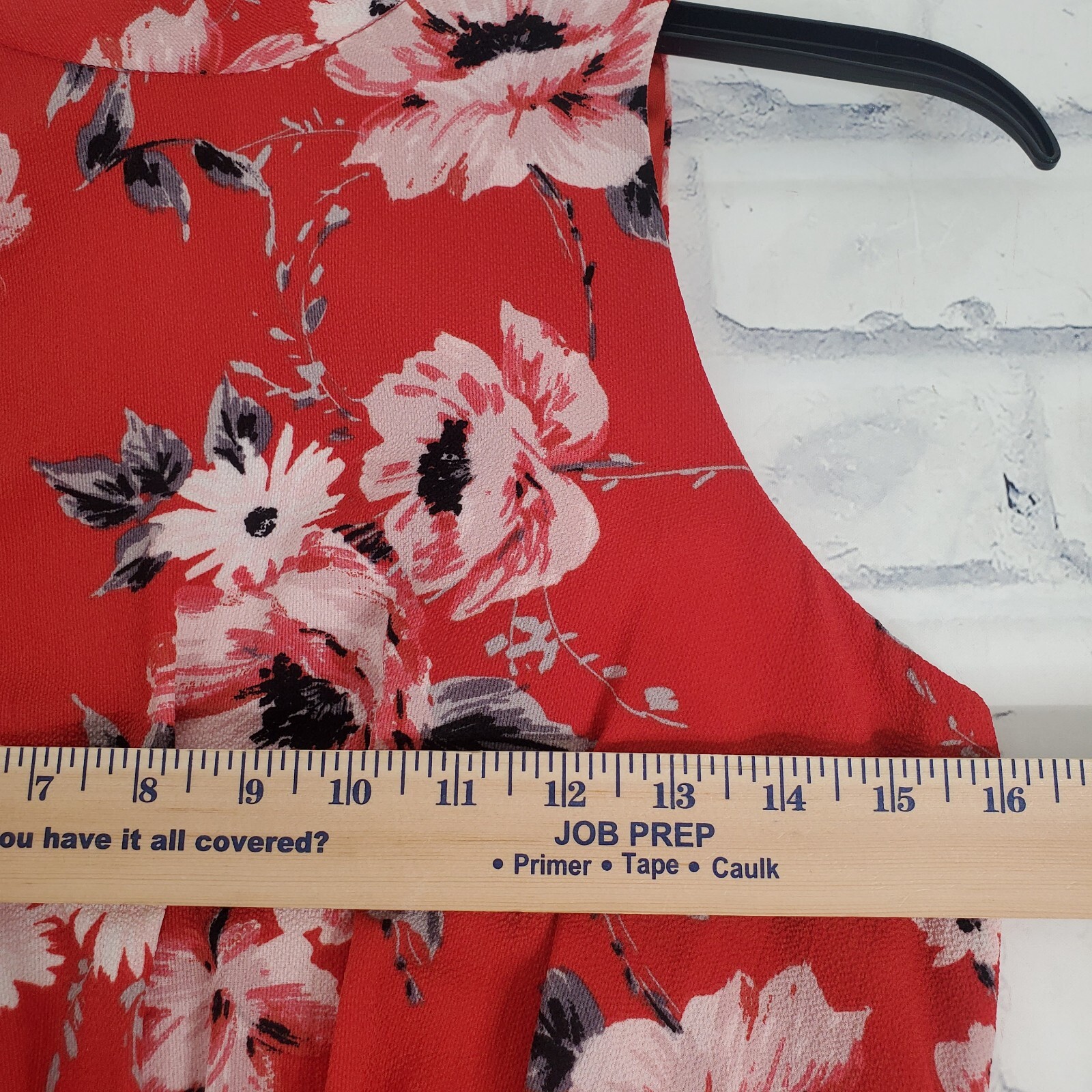 Elle Dress Womens Small Red Floral High Neck Ruffle Sleeveless Back Tie Summer