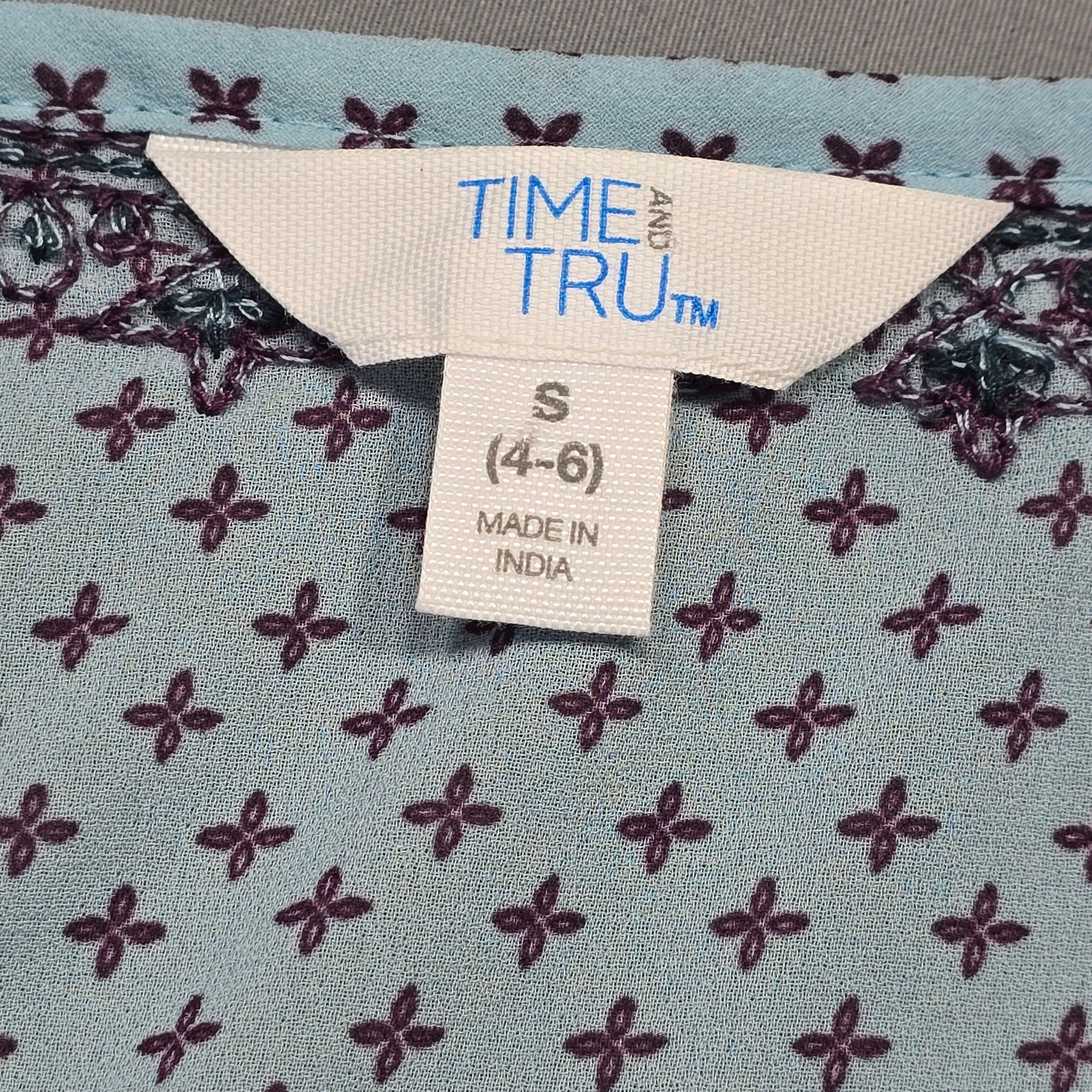 Time Tru Light Blue Peasant Dress NEW $29 Woven Embroidered Shift Womens Size S