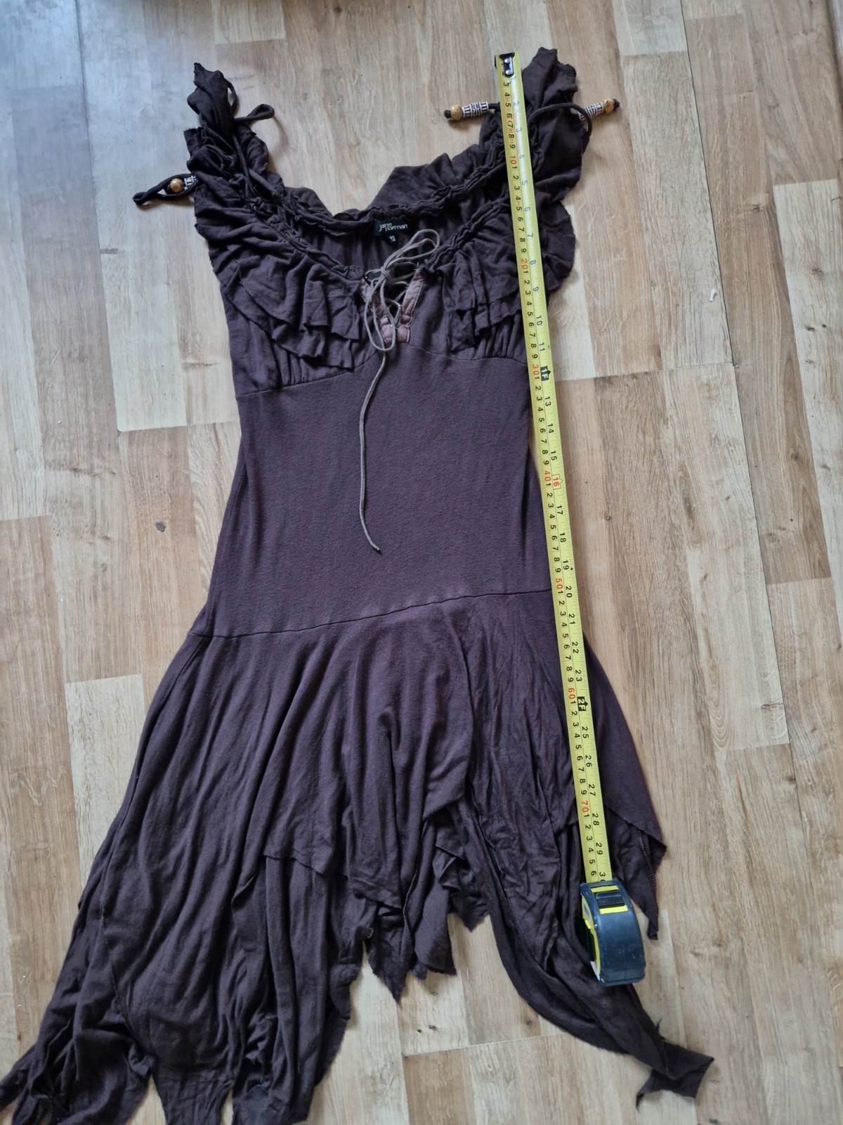 🤎 Rare Stunning Jane Norman Brown Milkmaid Fairy Boho Dress 10/12 🤎
