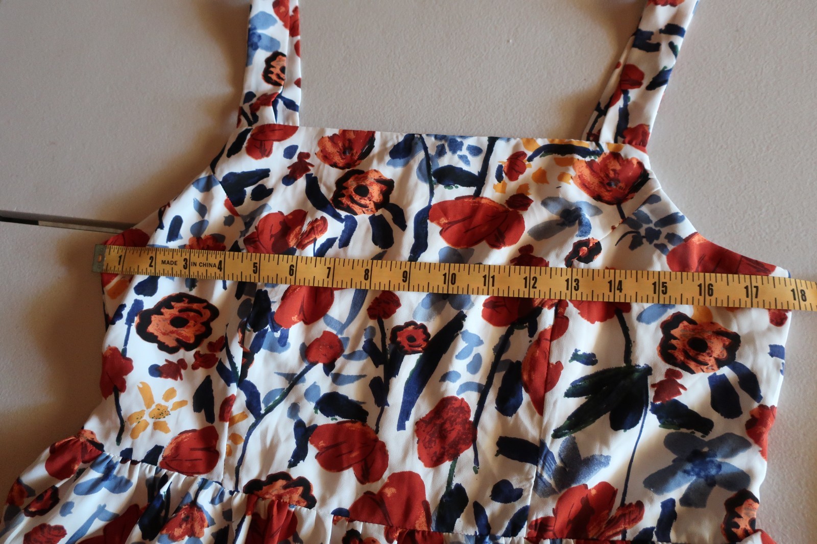 Dazy Red, Orange, and Blue Floral Sleeveless Dress Size Large Fully Lined