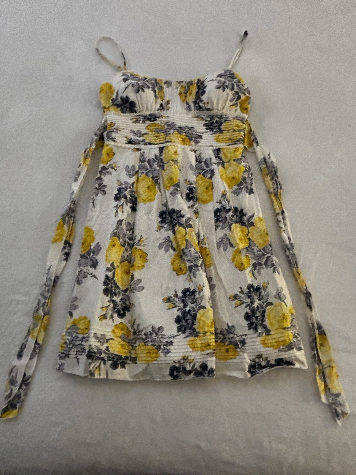 Speechless Juniors Dress Sz 3 White Yellow Floral Smocked Tie Back Party Easter