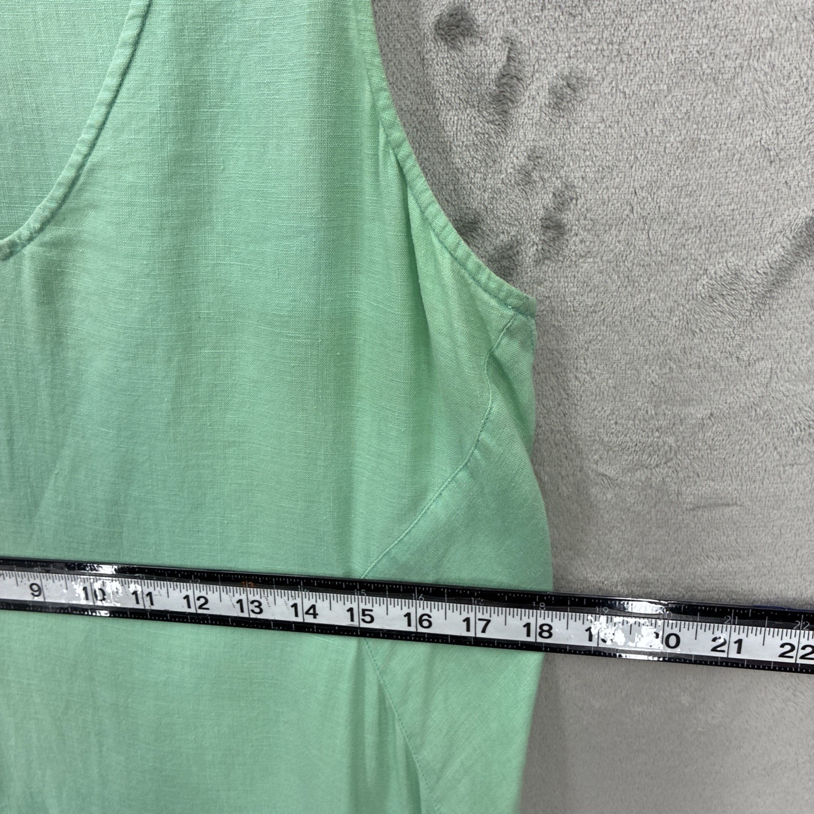 Calypso St Barth Dress 100% Linen Mint Green Pom-Pom Fringe Trim Minimalistic