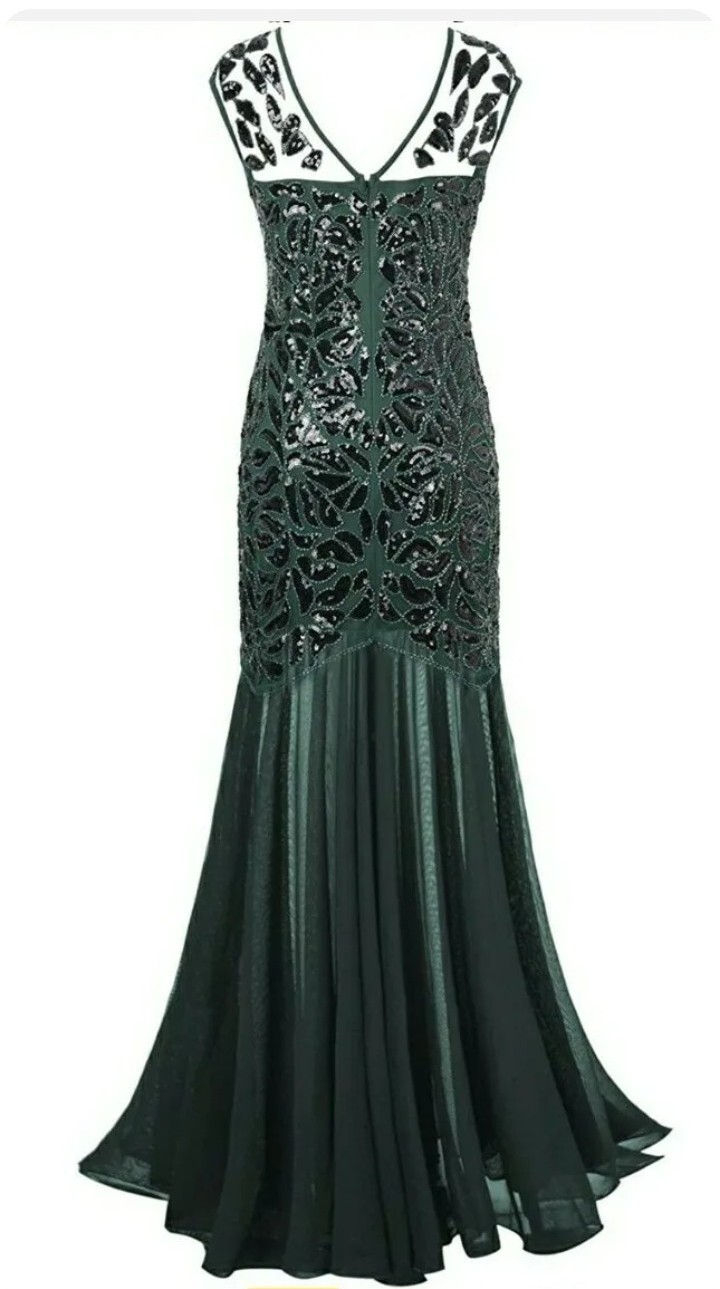 PrettyGuide Women 20’s Dark Green Sequin Gatsby Maxi Prom Party Dress