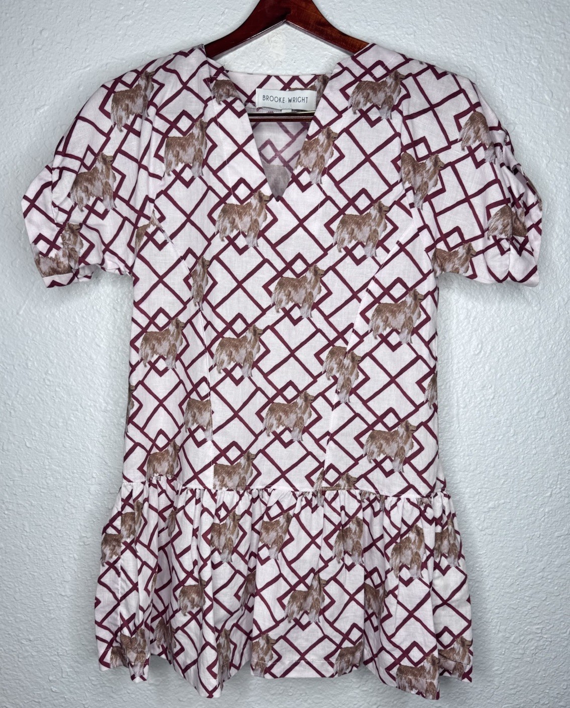 Brooke Wright Nancy Dress Collie Dog Print Shift Dress XS Dog Lover Cute