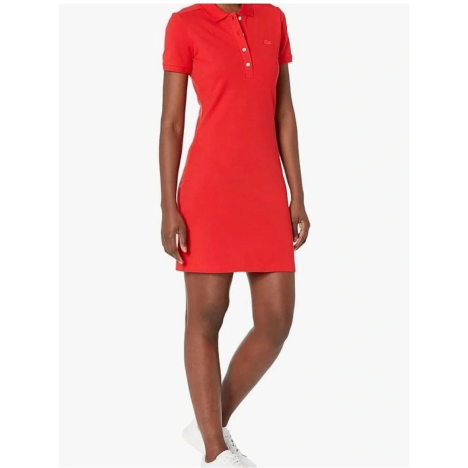 Lacoste Red Slim Fit Stretch Mini Piqué Polo Dress 42 8