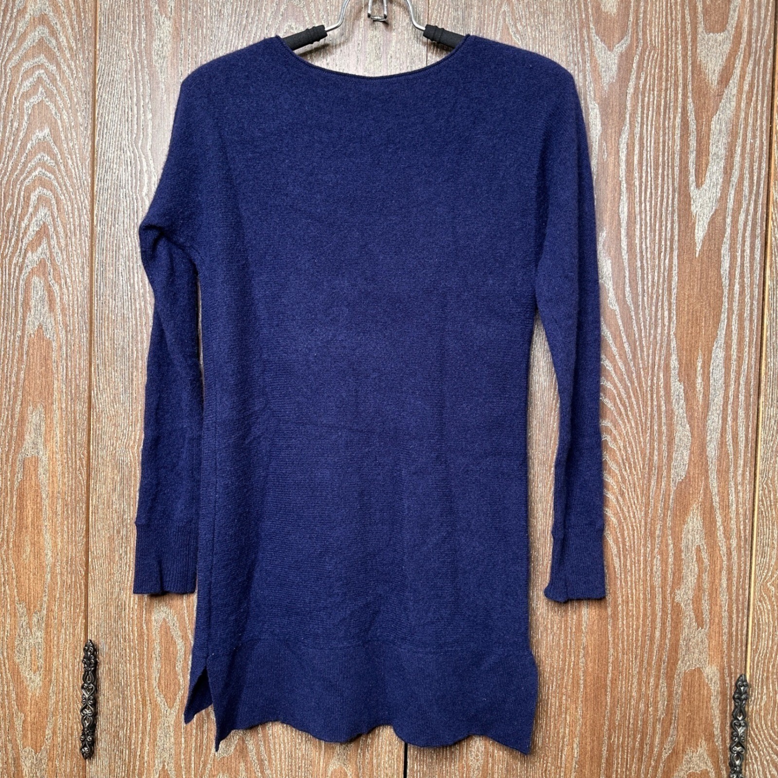 Halogen Wool Cashmere Blend Knit Sweater Dress Long Sleeve Blue Womens S Casual
