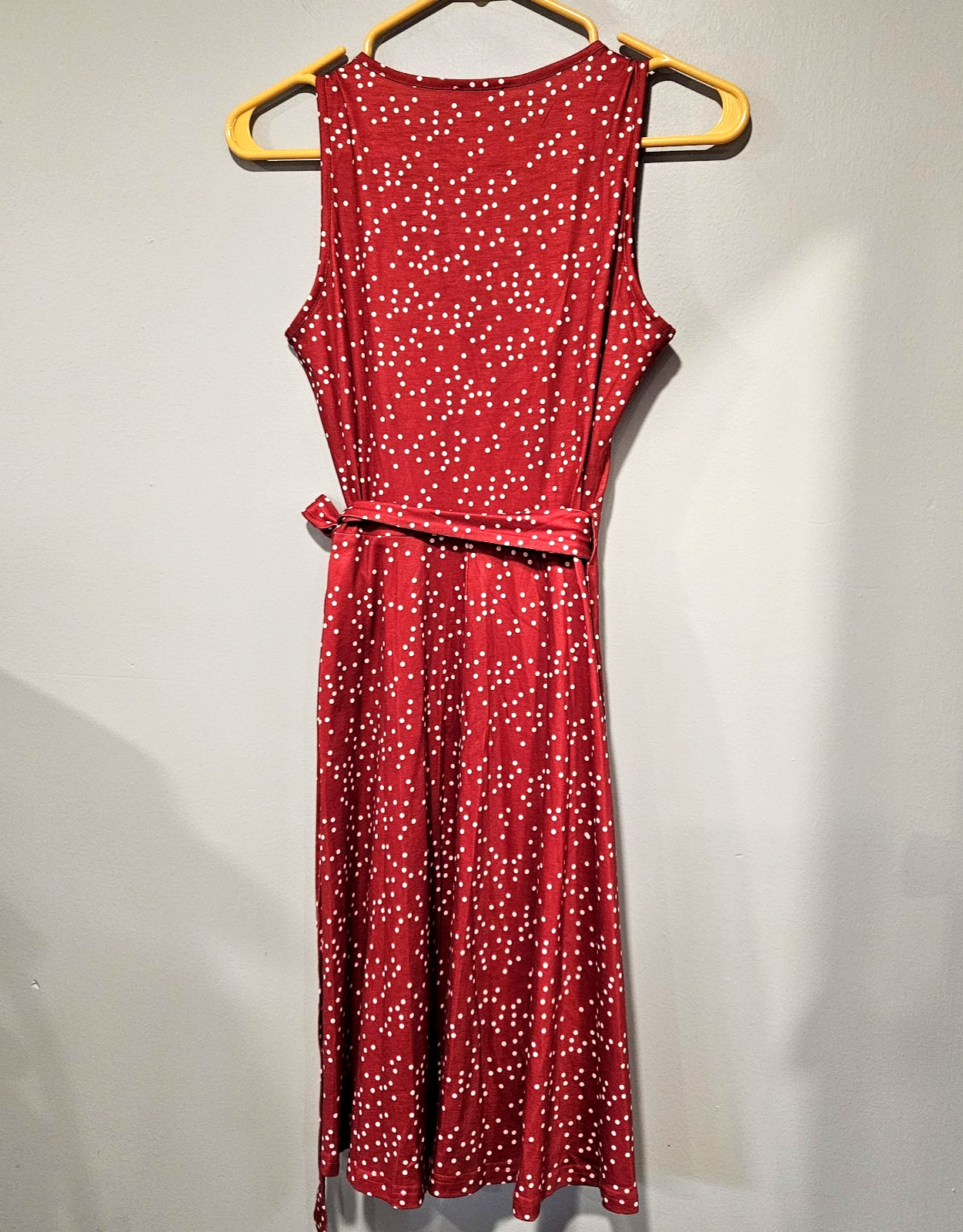 Huhot Wrap Dress Rust & White Polka Dot Size S Sleeveless V-Neck