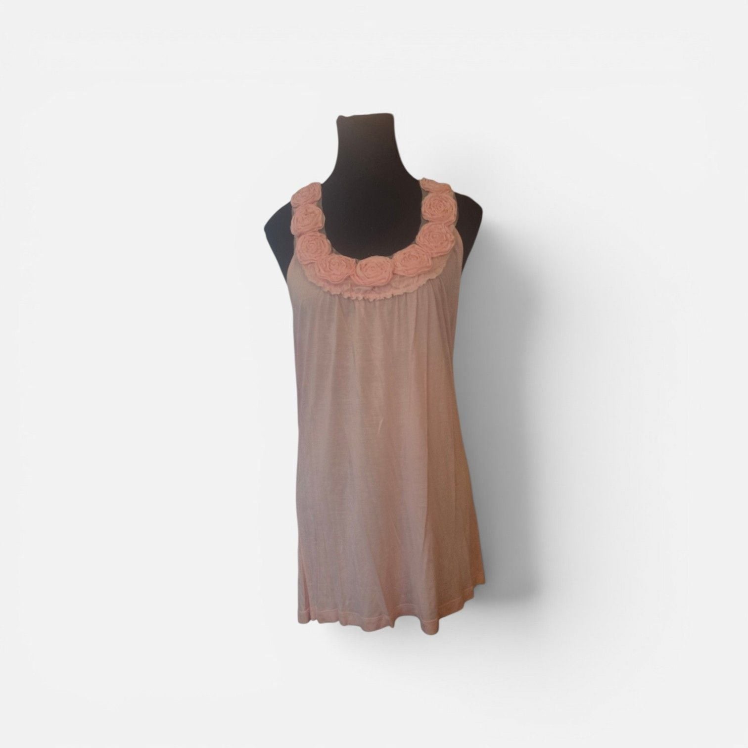 Willi Smith Pink Rosette Viscose Sleeveless Babydoll dress balletcore XL