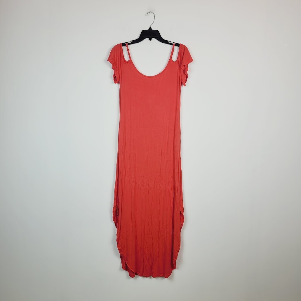 White Mark Womens Medium Red Lexi Cold Shoulder Short Sleeve Maxi Dress NWT AD14