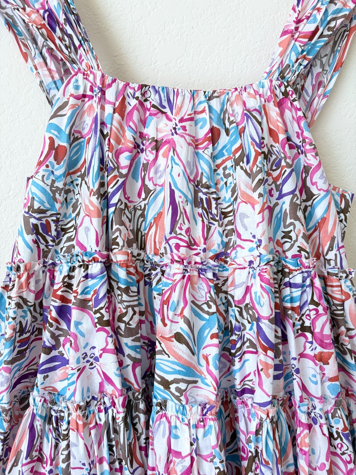 Sofie The Label Dress Womens Medium Floral Tiered Mini Pink Cotton Cottagecore M