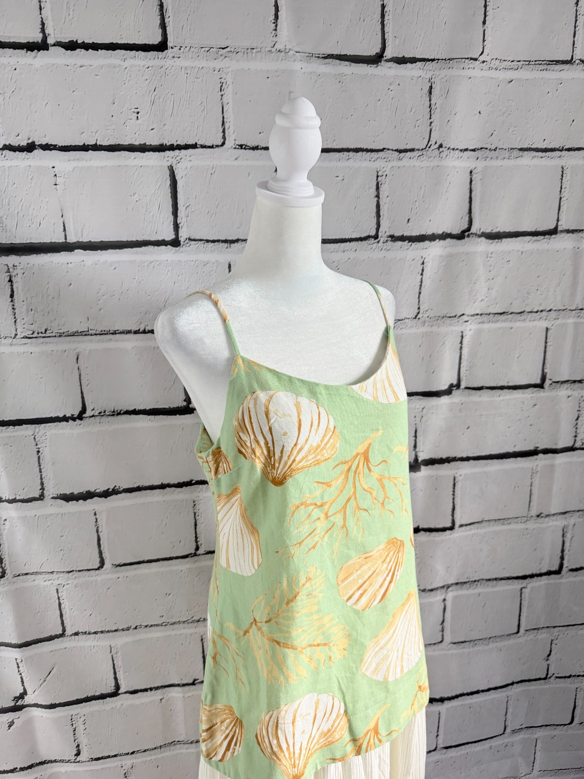 NWT Moon River Shell Print Cotton Blend Maxi Dress M Beach Resort