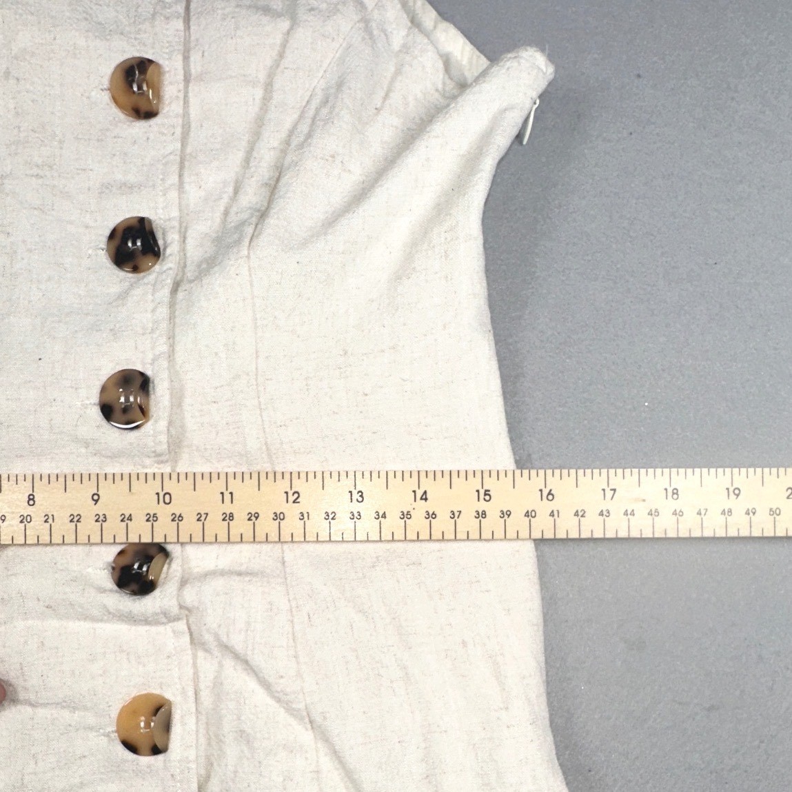 Lulus Oatmeal Linen Blend Button Front Mini Dress Cream Womens Size S