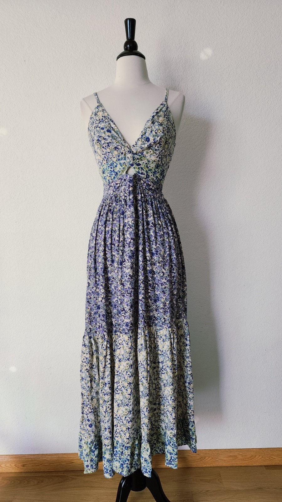 New Anthropologie Maxi Dress Size Small Floral Blue Wedding Coquette Garden