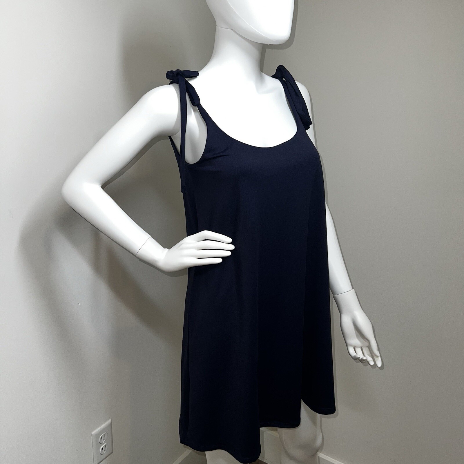 SUSANA MONACO: NWT, Tie Strap Flare Dress, Dark Blue Navy, M, MSRP – $168