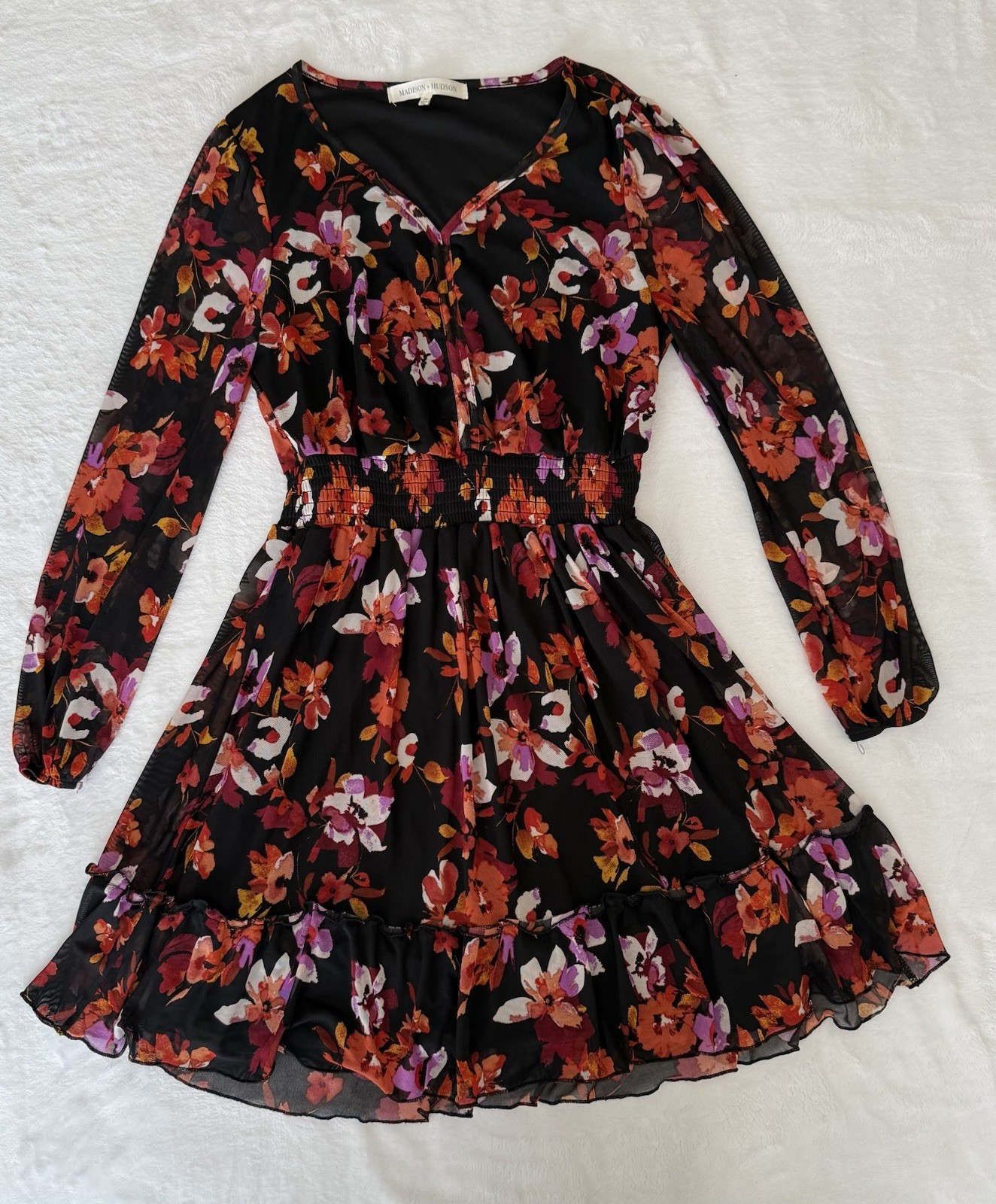 Madison & Hudson Women’s Multicolor Long Sleeve floral dress Size Petite Medium