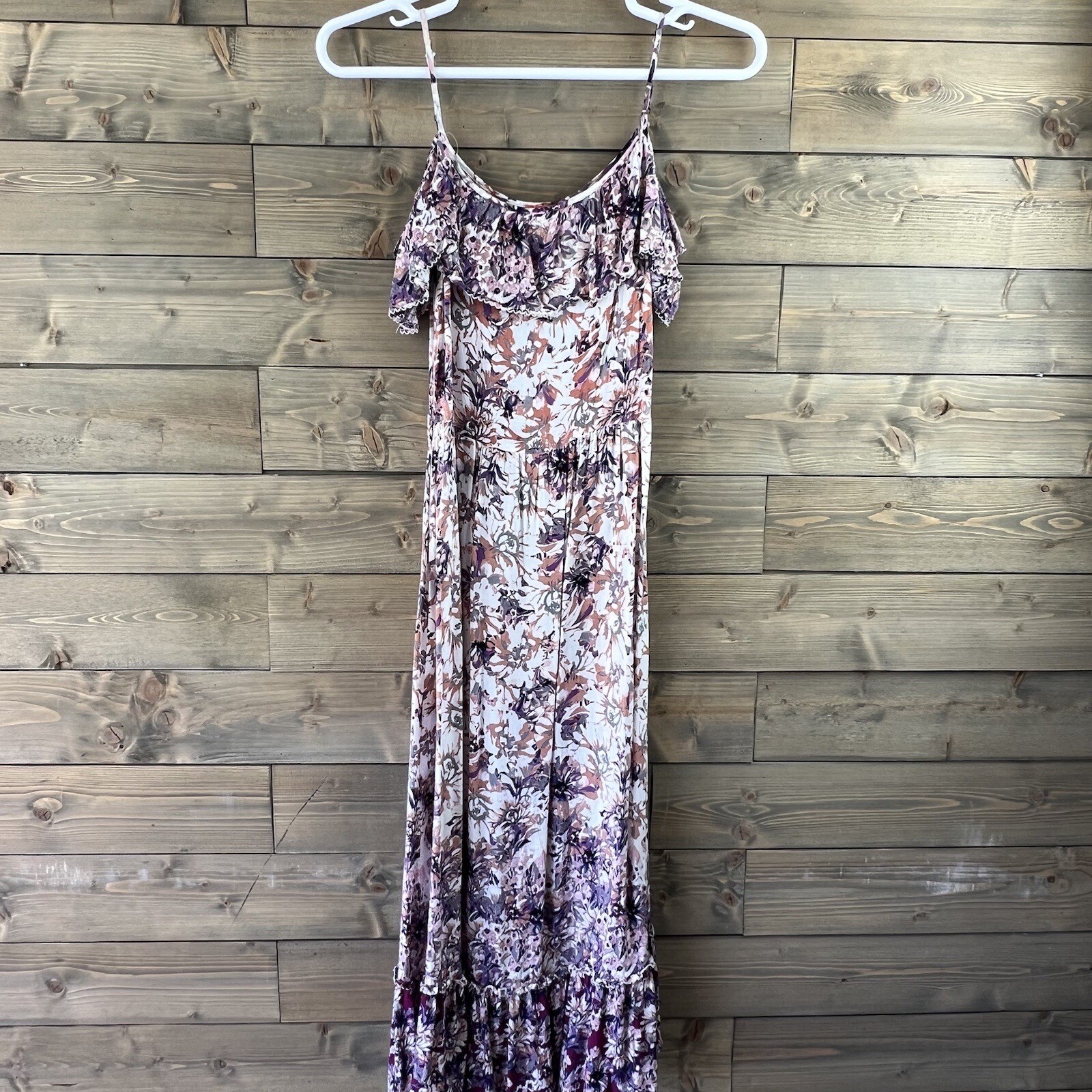 Chelsea & Violet Womens Dress Cold Shoulder Midi Floral Ruffle Size Small