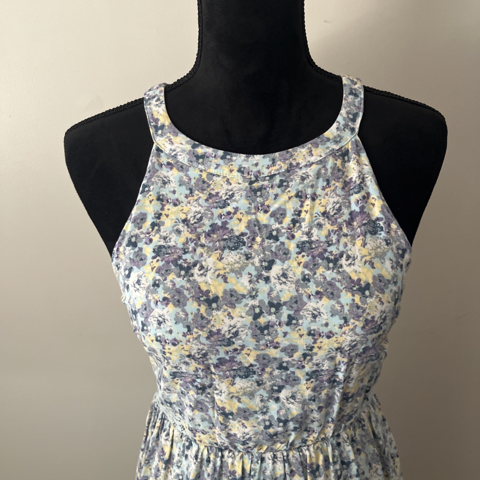 Disney Cinderella Halter Sleeveless Floral Dress Lace Blue Size Medium Lined