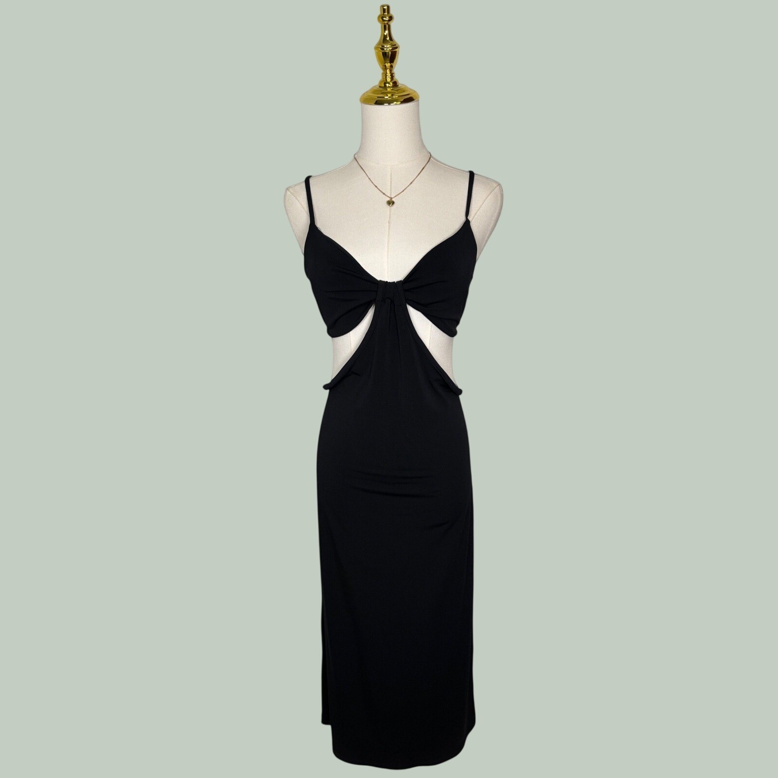 ambiance strappy black midi dress dainty minimalist coquette club Y2K chic goth