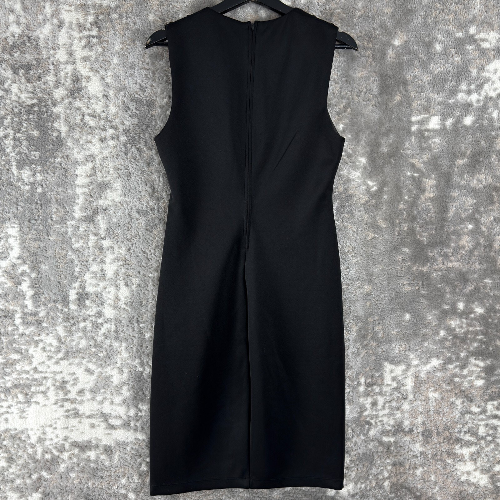 Bisou Bisou Size 8 Stretch Knee Length Sheath Dress Black Sleeveless Zip