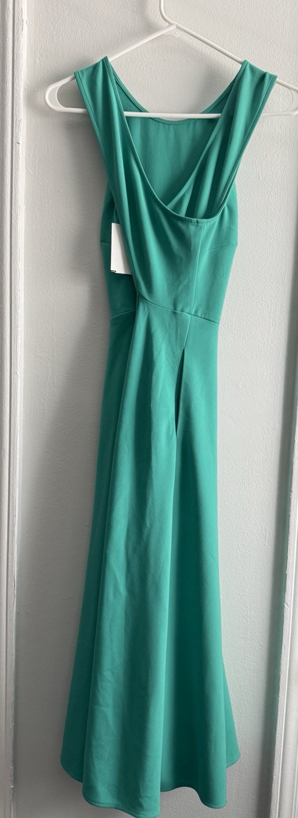 Chelsea 28 Green Solid Round Neck Pleated Pocket Knit Long Maxi gown XXS