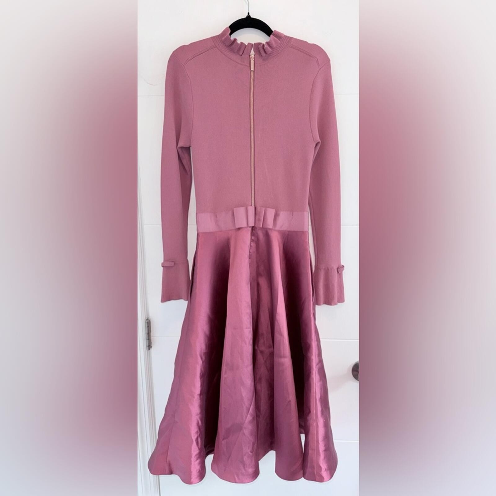 TED BAKER PINK ZADI FRILL FULL SKIRT DRESS SZ 6/ 8 US OR TED SZ 2