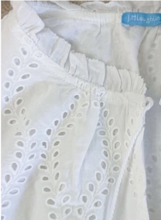 Size XL New J.McLaughlin Feminine Elena White Eyelet Maxi Dress Ruffle Sleeves