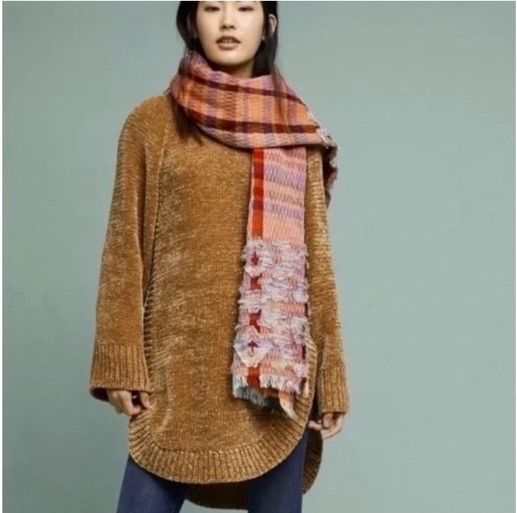 Moth chenille camel turtleneck extra long sweater dress length-Sz XS-A36