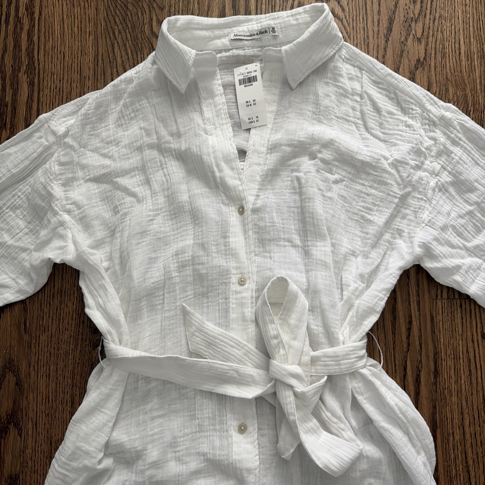 Abercrombie & Fitch White Gauzy Beach Mini Dress Cover up Size M