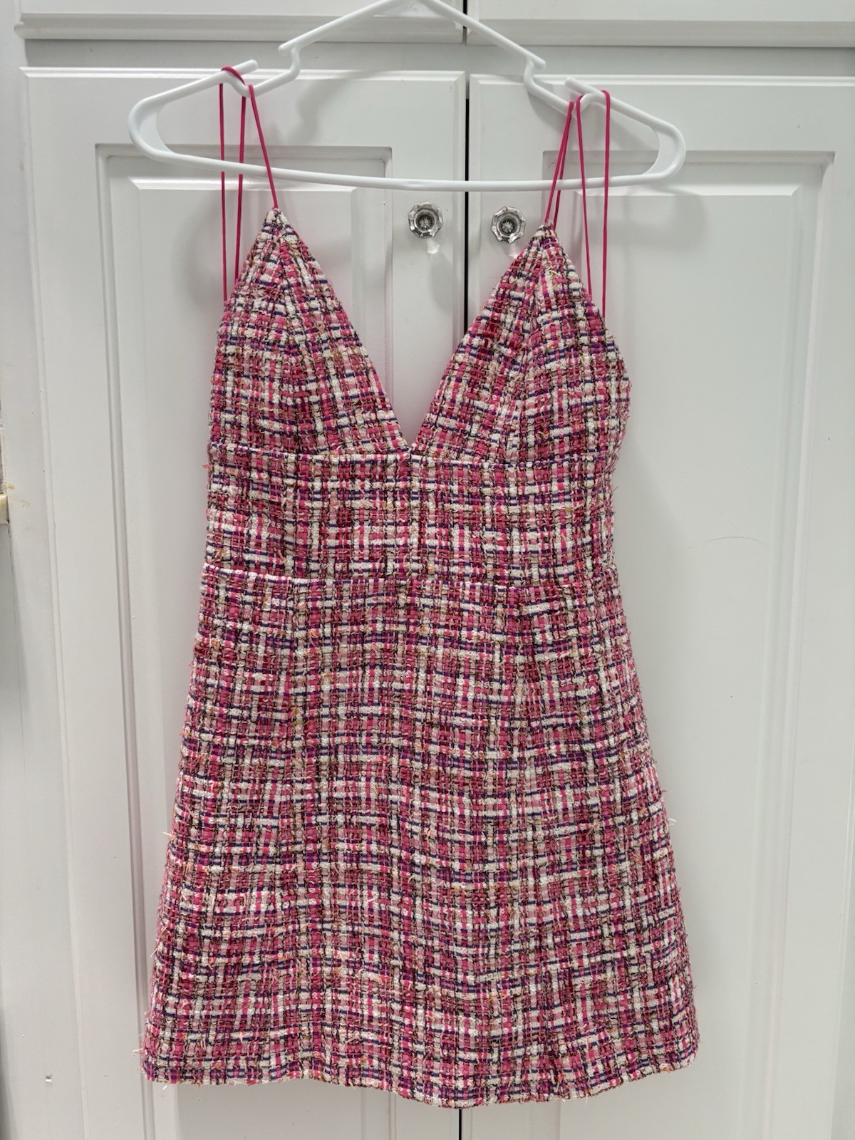 Alice + Olivia Carli Pink Tweed Strappy Mini Dress Size 2