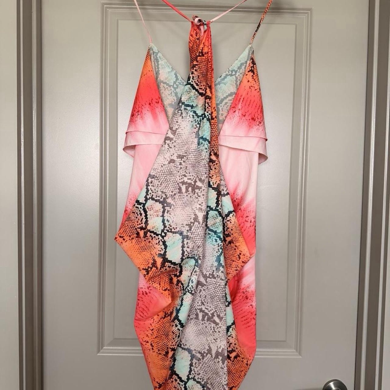LOVERS + FRIENDS Sz M APHRODITE HI LOW RUFFLE DRESS COVERUP PYTHON $172