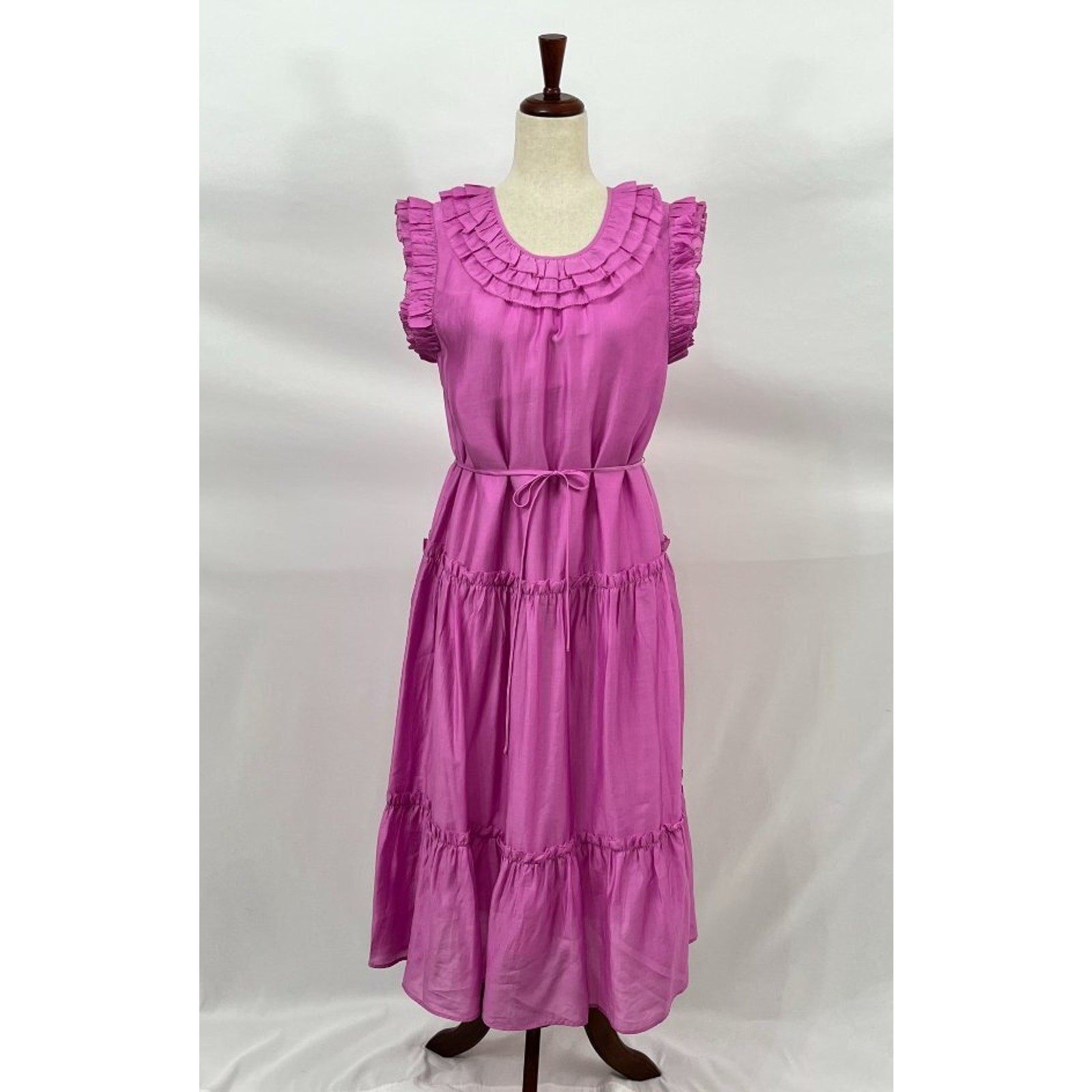 HUNTER BELL Sz S Small Davey Dress Magenta Pink Purple Maxi Ruffle