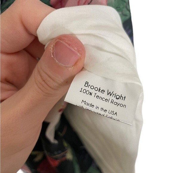 Brooke Wright Floral Tie Neck Shift Dress Small