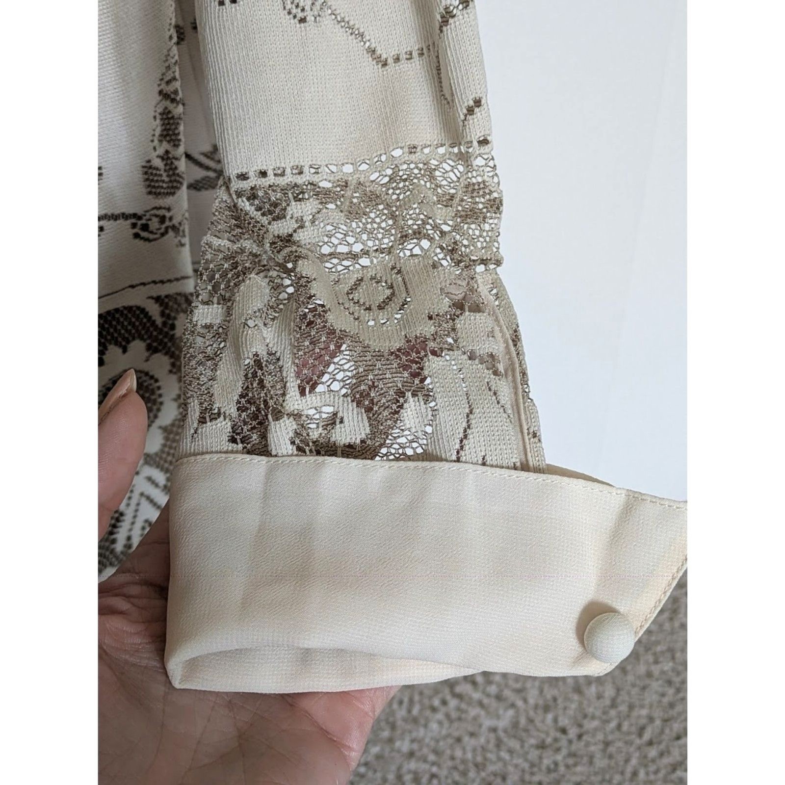 Anna Sui x Target Limited Edition Tan Babydoll Oversized Lace Long Sleeve Dress