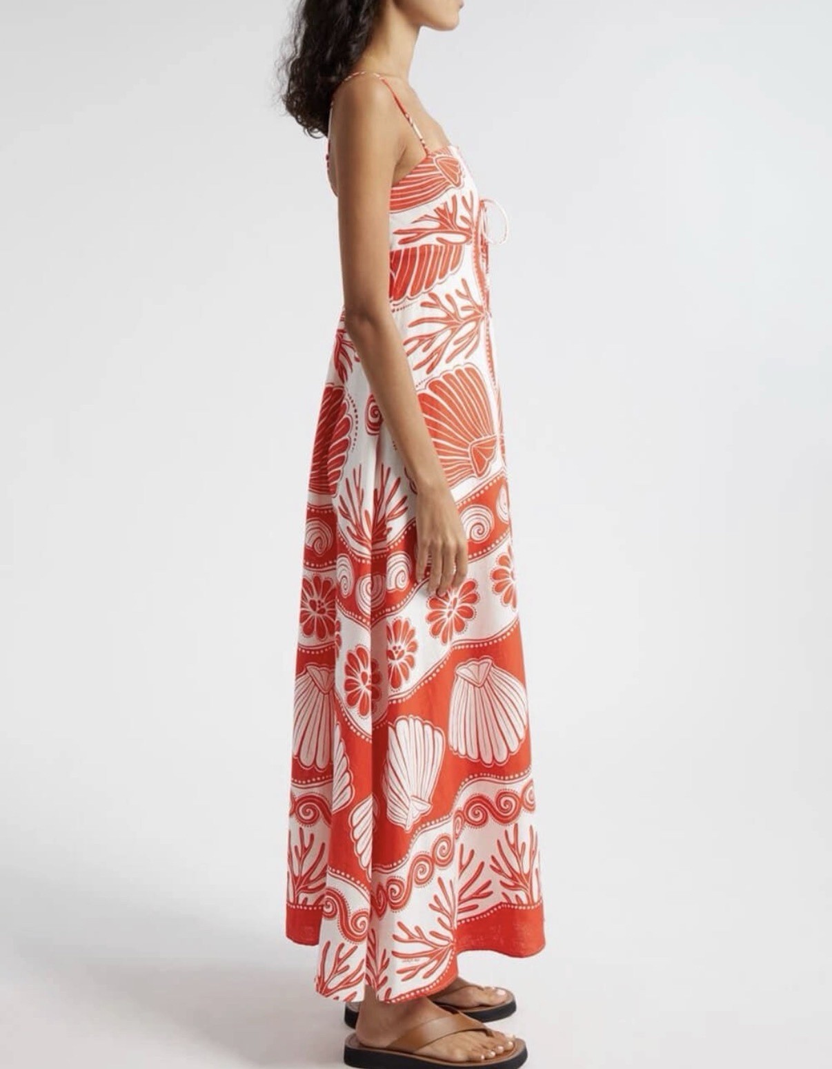 NWOT Like My Choice Red & White Tropical Shell/coral Print Maxi Beach Dress Sz L