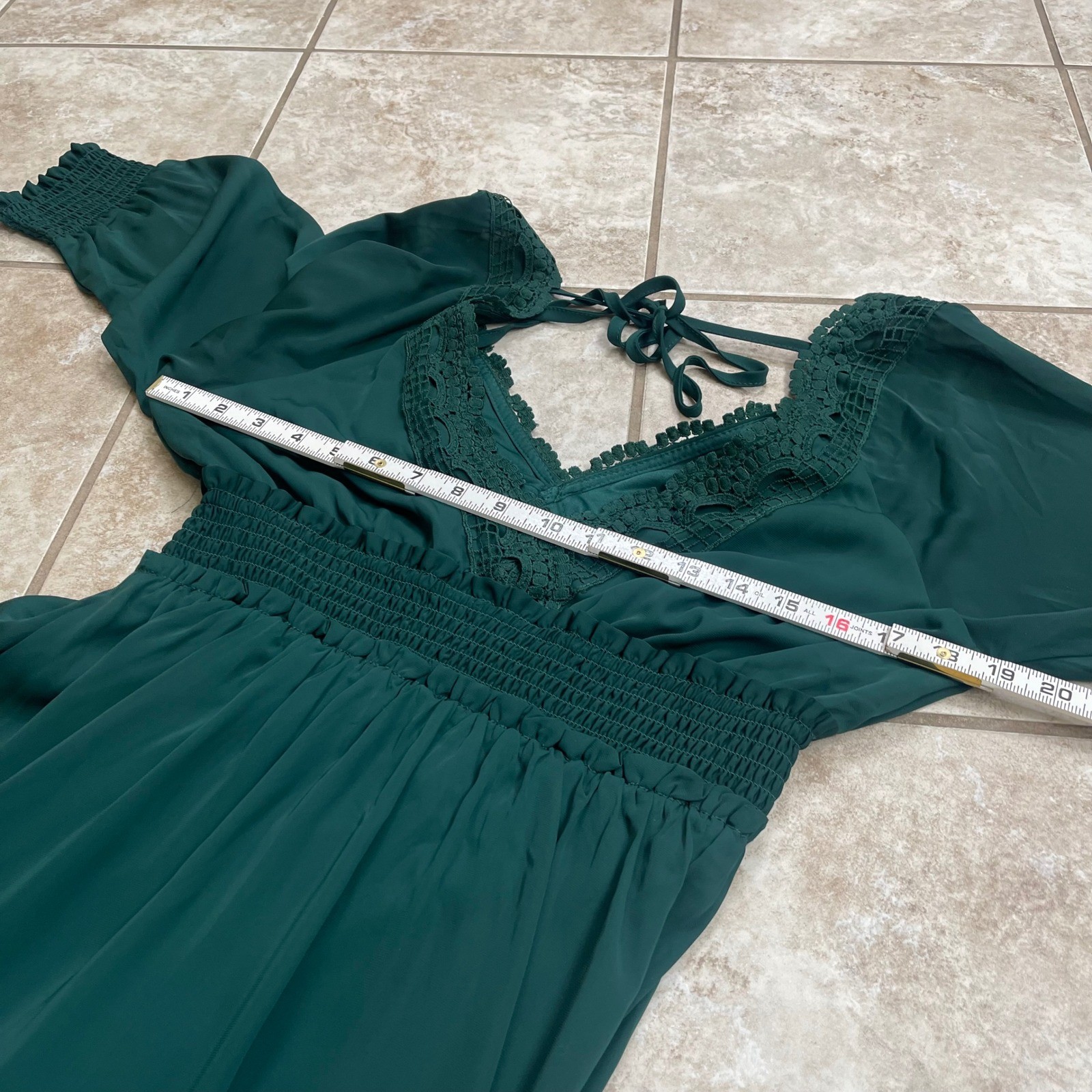 BALTICBORN pippA Women Emerald Green Tiered Ruffle Maxi Dress Long Sleeve LAre