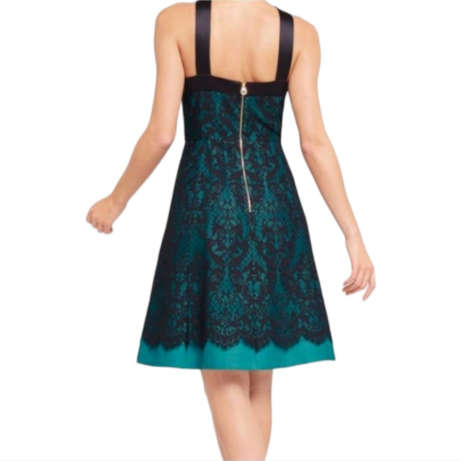 Draper James Betty Party pLace Halter MiniKnee Length Dress Teal Black Size 10