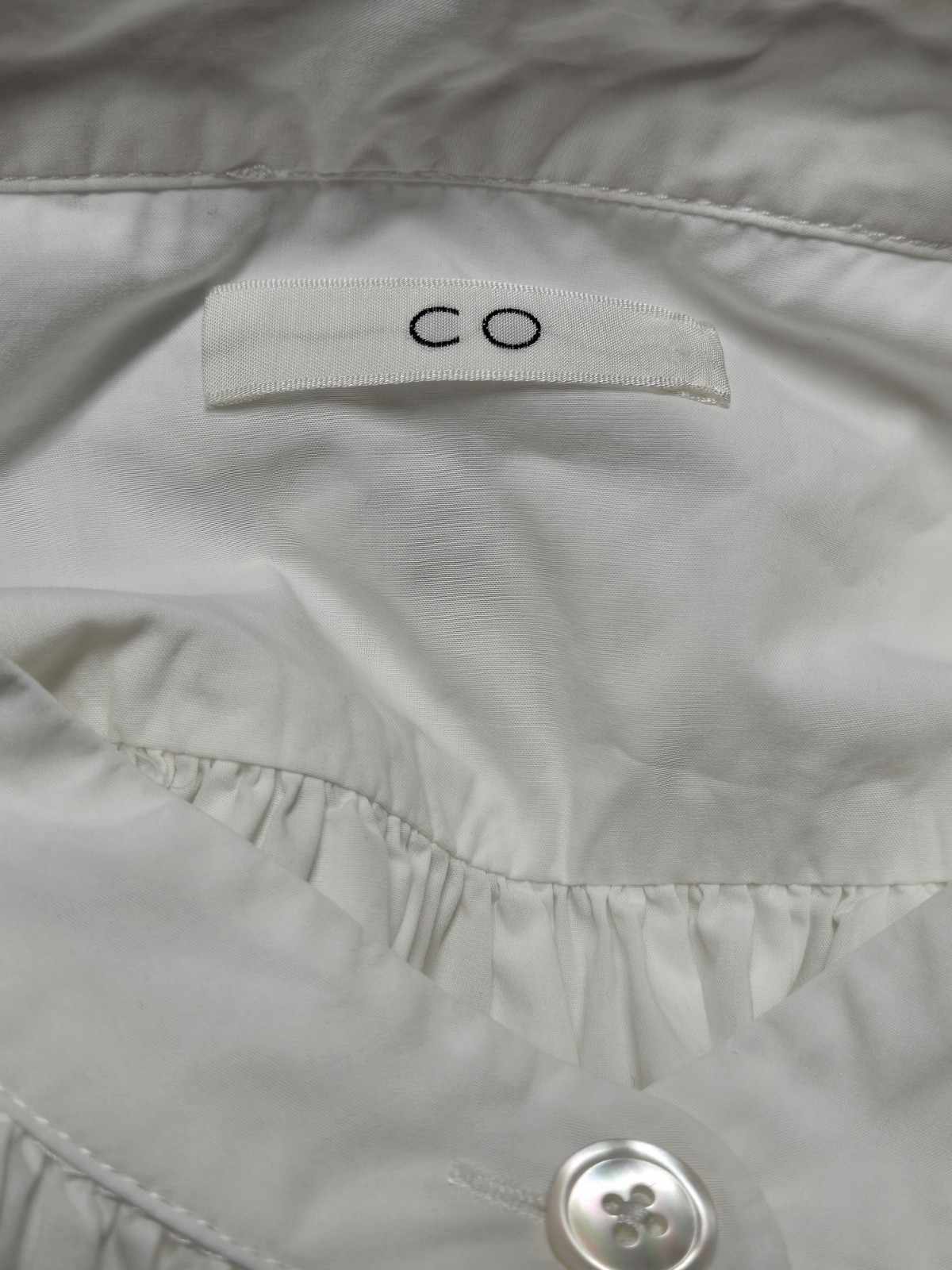 CO Collection Gathered Button-Front Midi Dress, Size Large, White