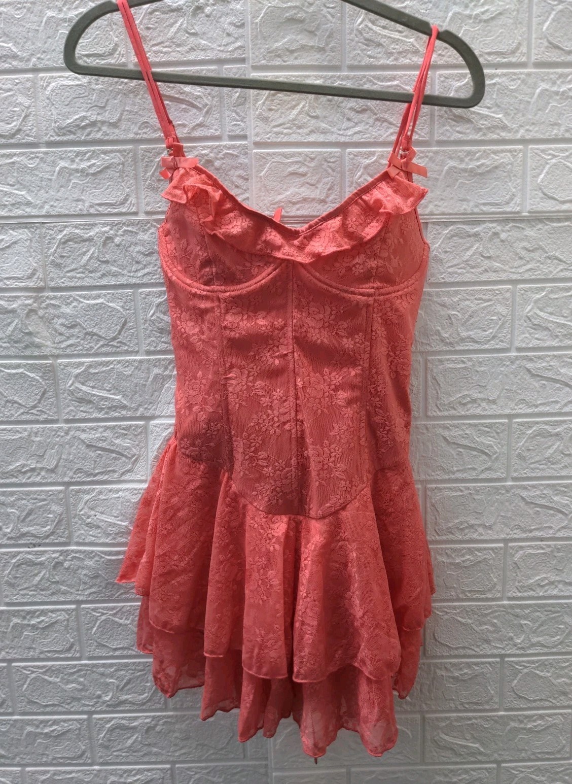 New Outcast Dylan Mini Dress Coral Size M