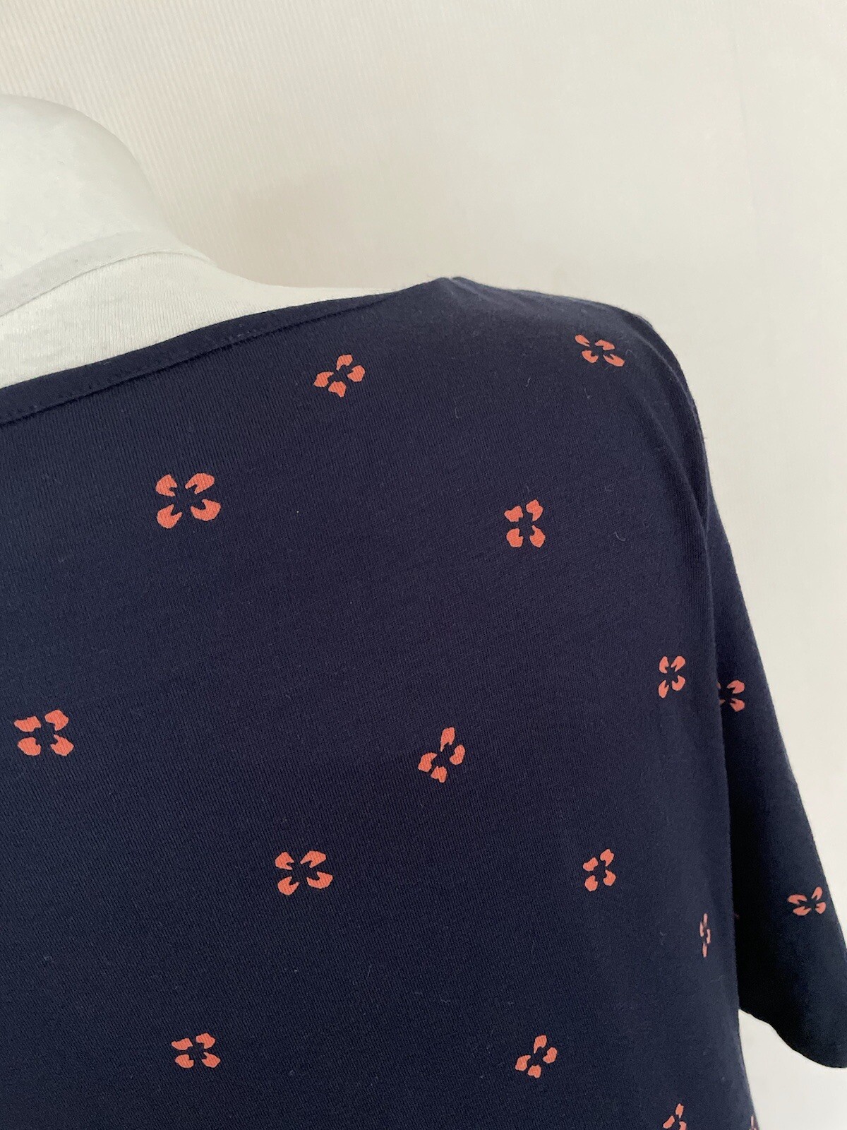 FAB Hobbs Navy Blue Orange Random Simple Floral Print Jersey Dress Size 12 VGC