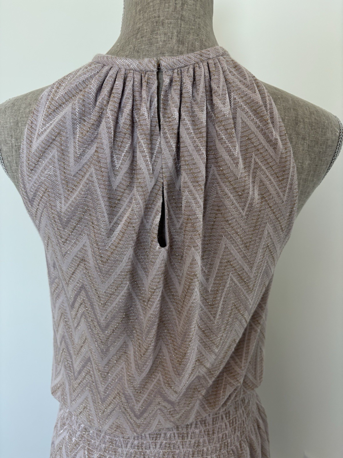 New Ramy Brook Chevron Zig Zag Halter Purple Dress Size XXS 00 LINED