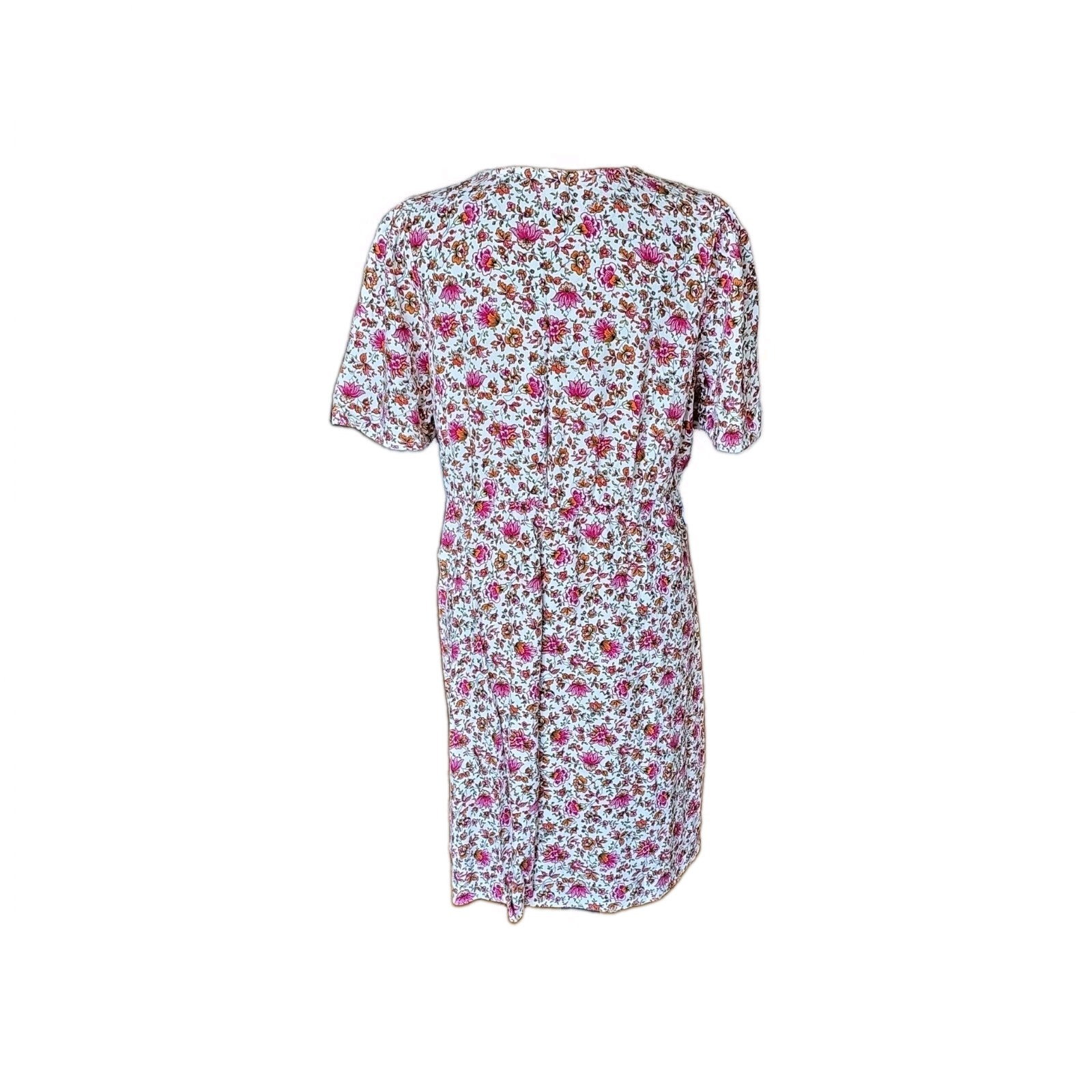 Old Navy Floral V-Neck Short Puff Sleeve Shift Dress Knee Length Size L
