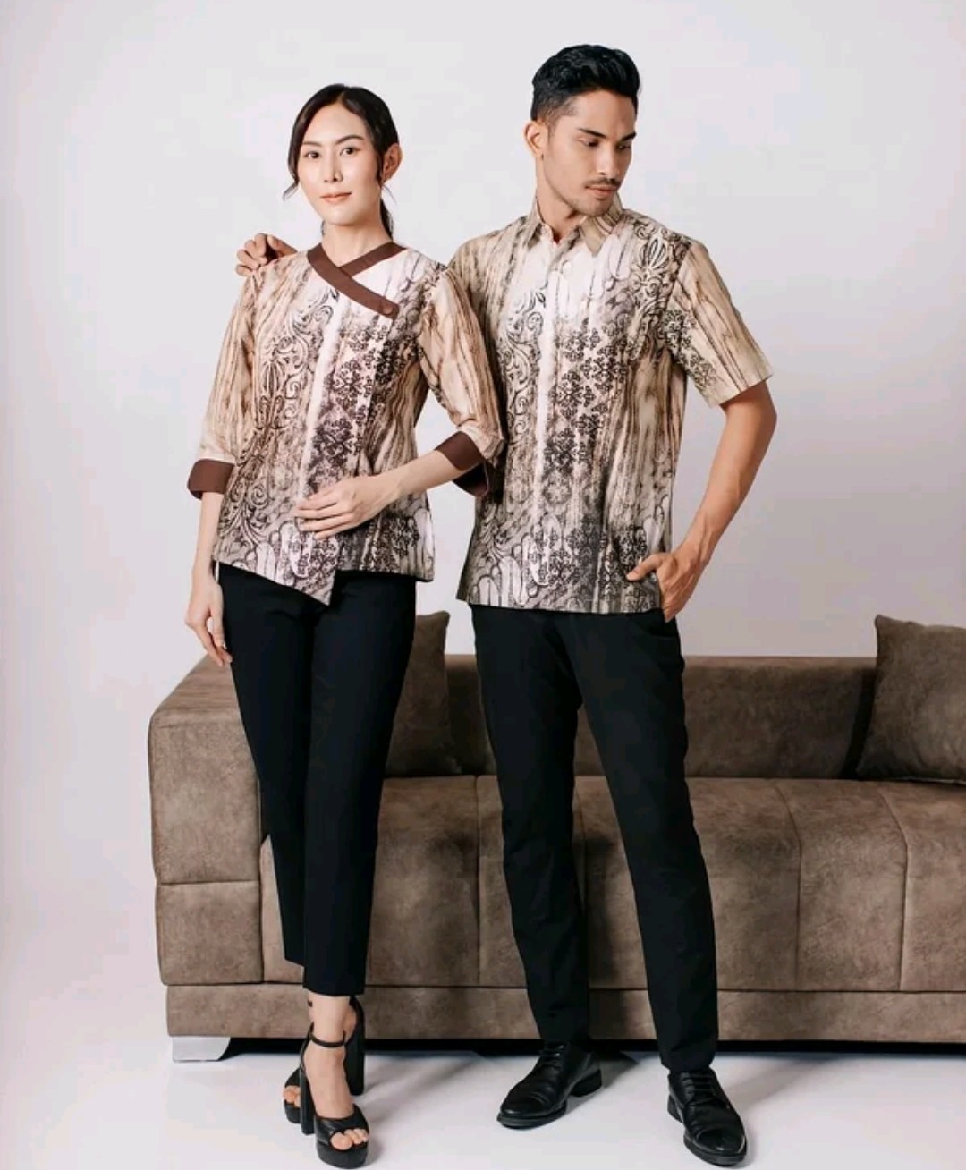 Adyatma Adira Brown Blouse Women’s Batik Cotton Digital Print