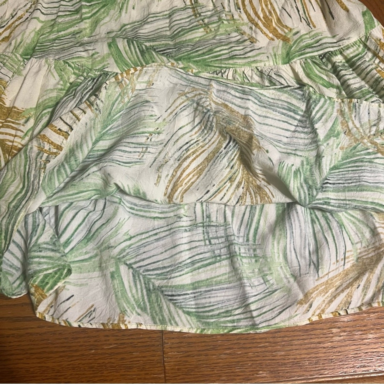 Hula Moon Jams World Mini Dress Leaf Print Relaxed Fit Island Vacation XS Chic