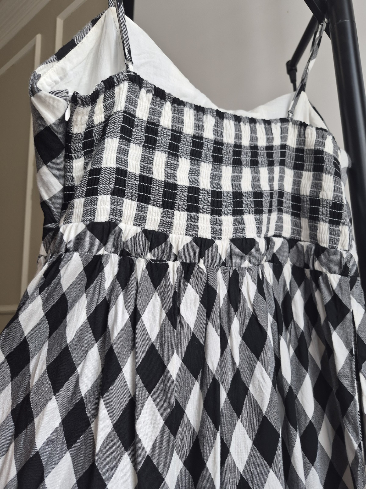 Bardot Black & White Gingham Cutout Midi Dress – 100% Viscose & Cotton Lined – L