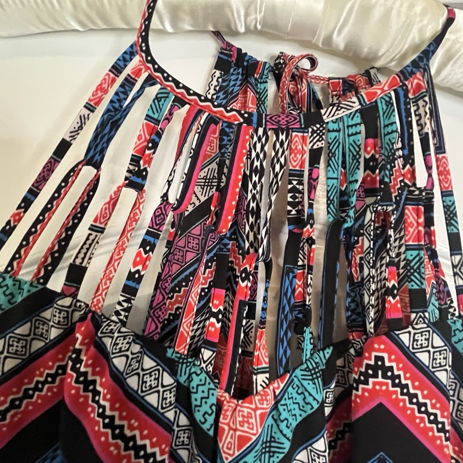 Candies Walk Through Maxi Romper Sundress Chevron Aztec Artsy Strappy – Sz M