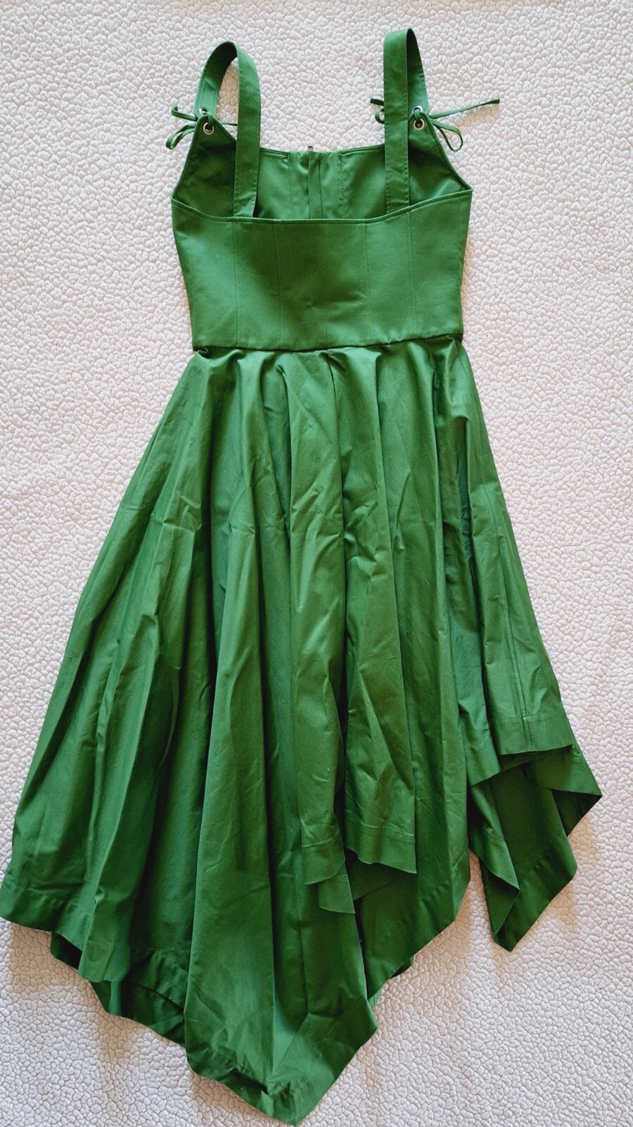 MONSE Laced Front Asymmetric Stretch Cotton Midi Dress Green Sz 10 Org $1,290